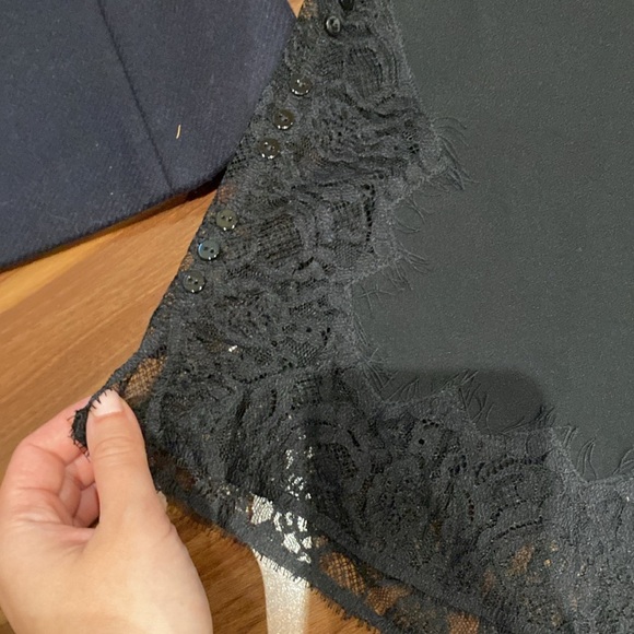 MAJE / Isadora Crepe lace play suit Romper V-Neck black 3 L - Picture 5 of 6